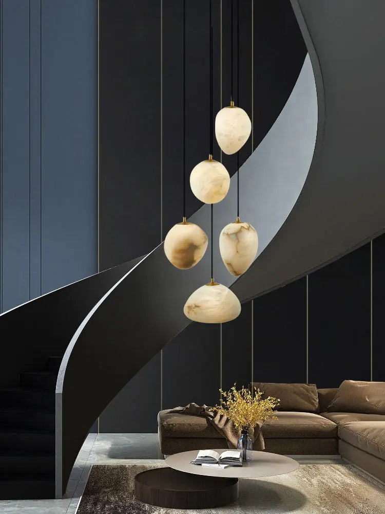 lustre suspendu led marbre géométrique intensité variable - vue 7 sur 12