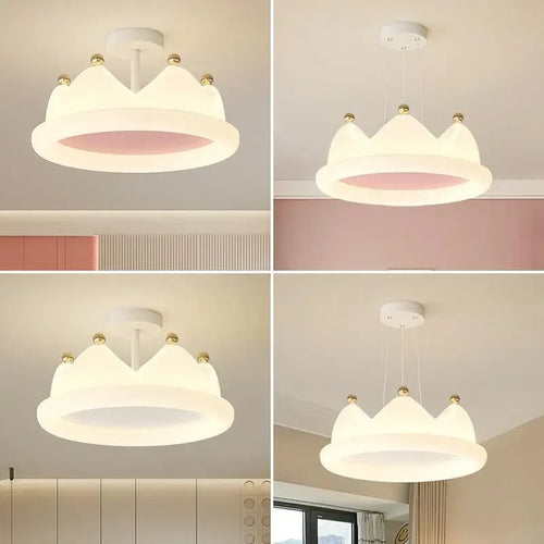 plafonnier créatif couronne led protection des yeux romantique pour enfants