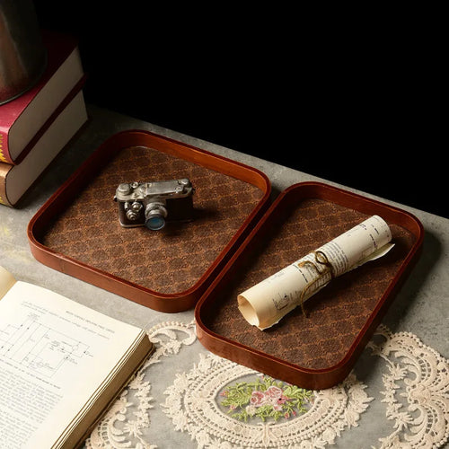 assiette à thé en cuir luxe pour rangement décoratif et bijoux - vue 2 sur 7