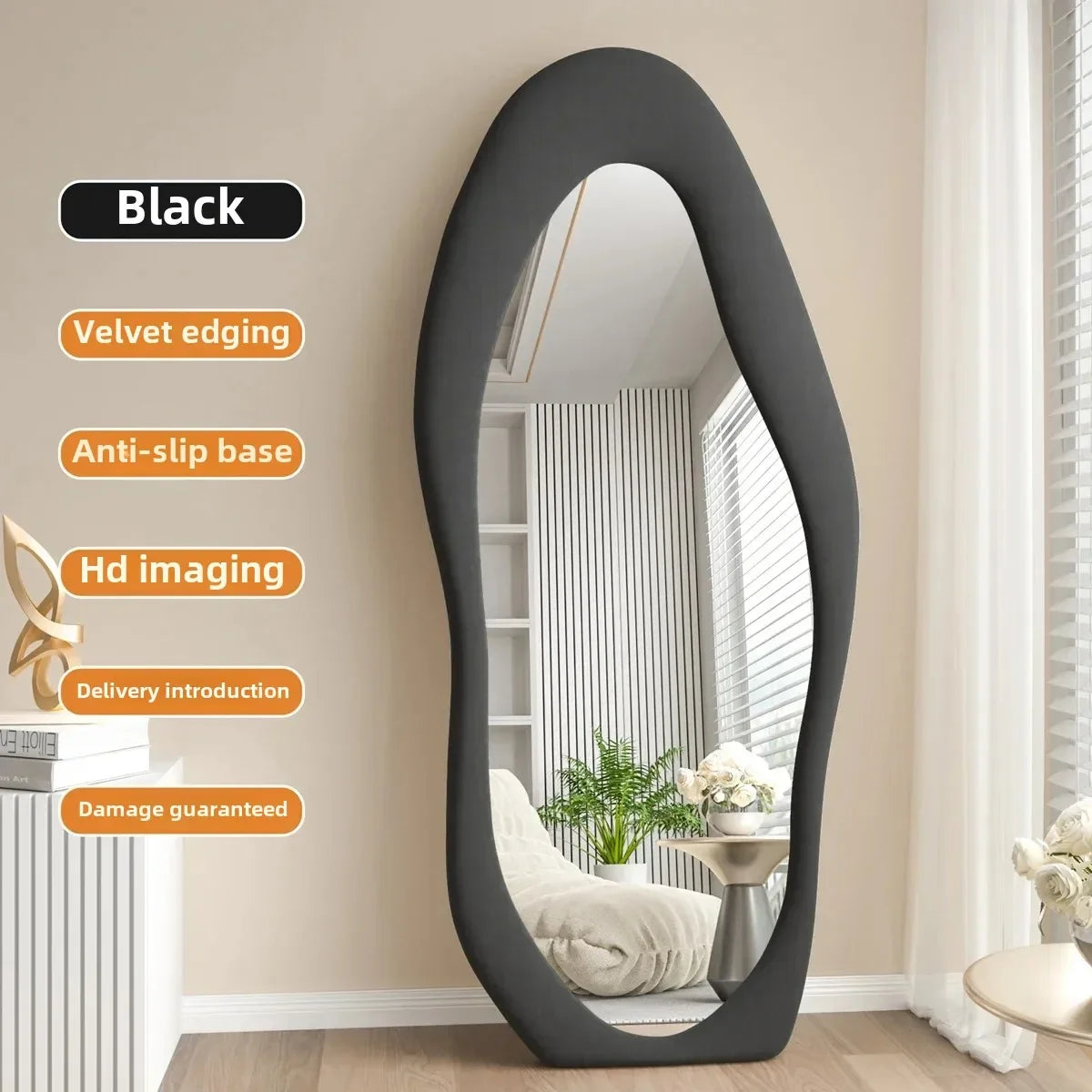 miroir intégral ondulé design nordique pour décoration intérieure - vue 9 sur 13