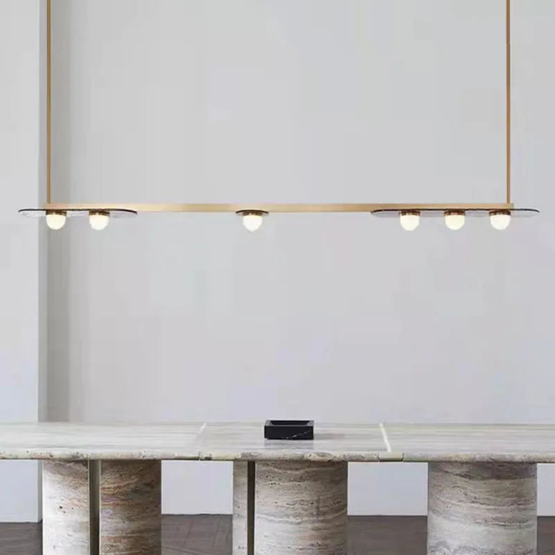 lustre led 	 style art déco suspension en verre - vue 5 sur 8