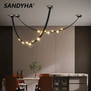 sandyha lustre en cuir avec suspension led design moderne