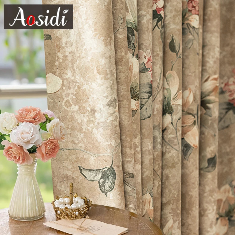 Rideau occultant floral moderne pour salon chambre fenetre - vue 2 sur 8