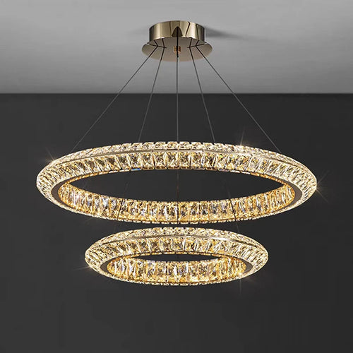 lustre en cristal doré design moderne pour intérieur élégant - vue 2 sur 11