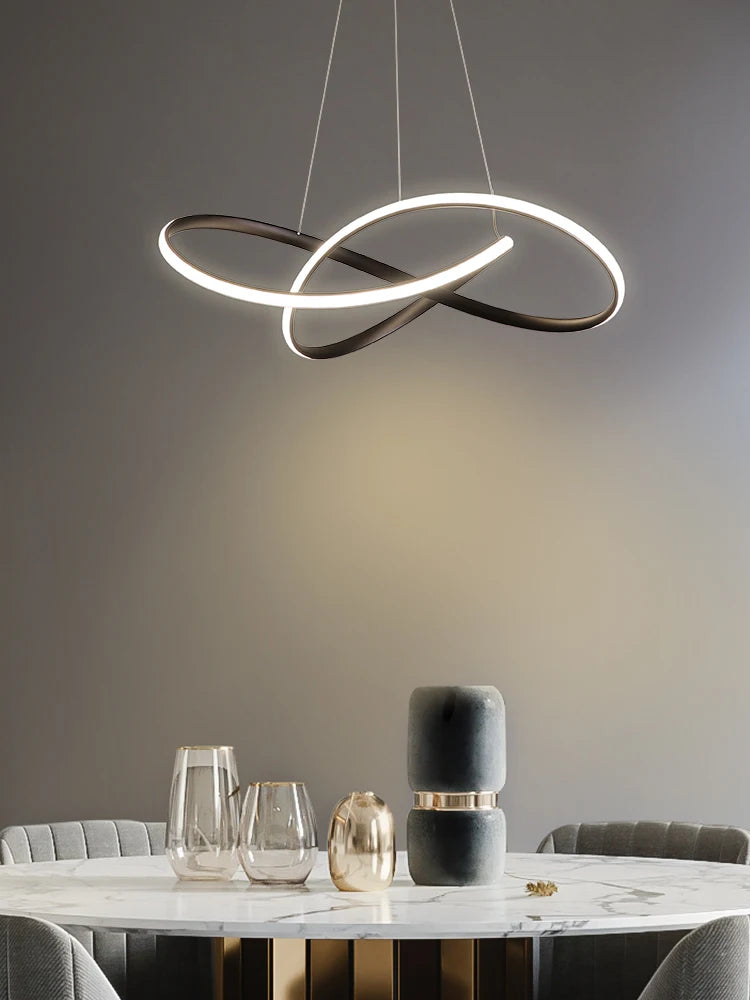 suspension LED torsadée design nordique intensité variable - vue 2 sur 8
