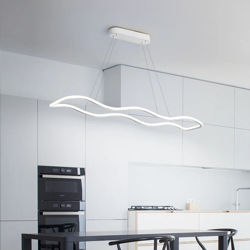 suspension moderne longue vague lumineuse pour salle à manger