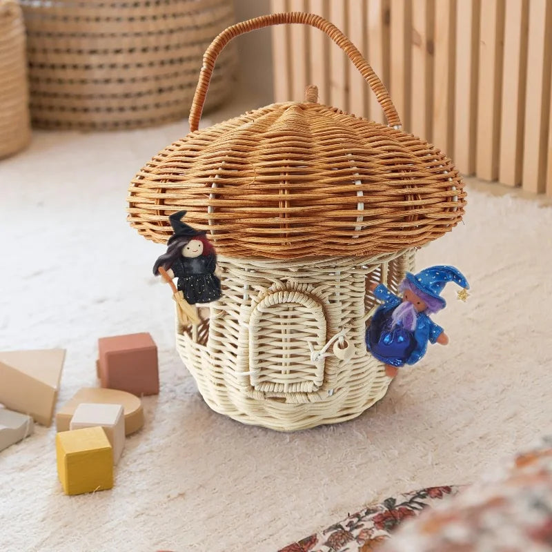 panier en rotin mignon pour pique-nique et décoration enfants - vue 6 sur 9