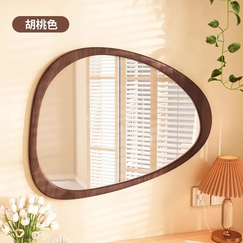 miroir mural en bois du milieu du siècle tendance réfléchissant HD - vue 10 sur 10