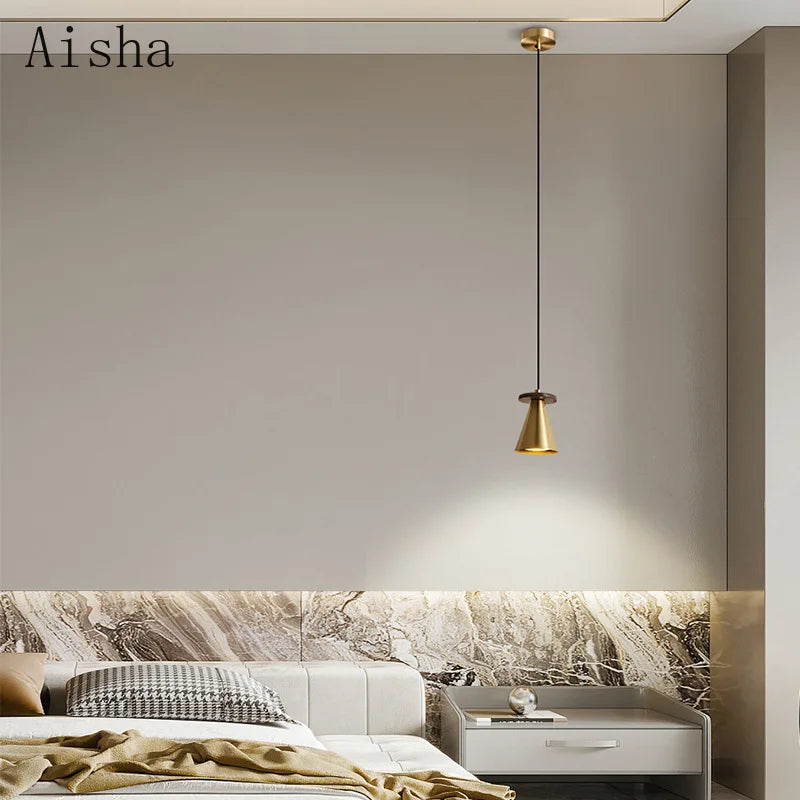suspension en bois de noyer et cuivre design élégant pour intérieur raffiné - vue 4 sur 8