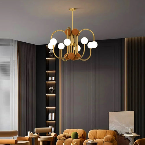 Suspension moderne led design dorée