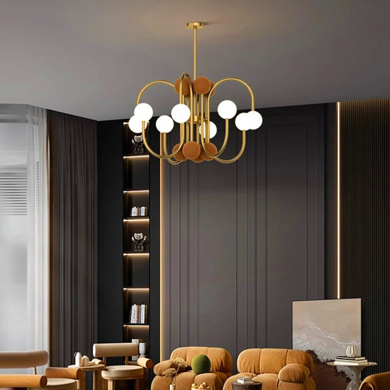 Suspension moderne led design dorée - vue 4 sur 6