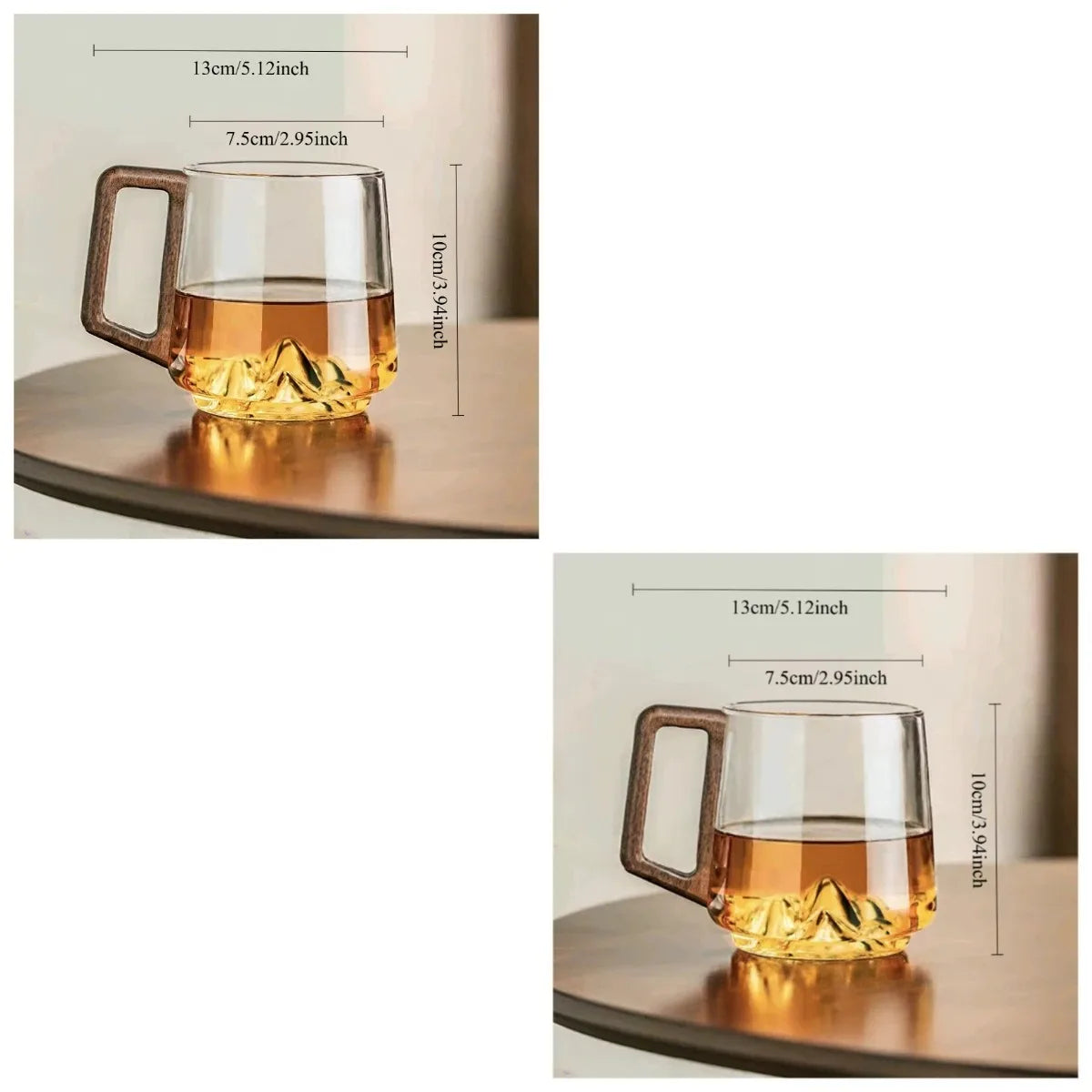 Tasse à thé verre borosilicate poignée bois zen