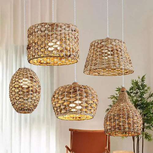 suspension en rotin style wabi sabi pour décoration moderne - vue 5 sur 11