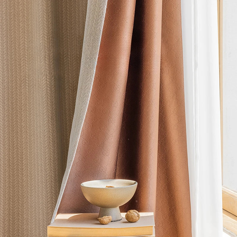 Rideau occultant motif feuilles style moderne salon chambre