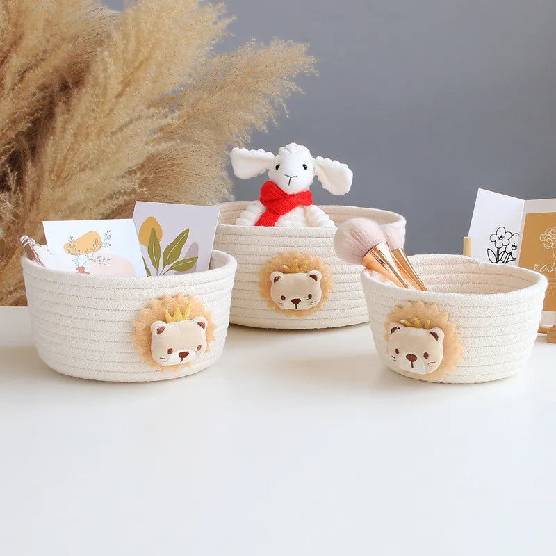 panier de rangement tissé animaux pour jouets et objets divers - vue 3 sur 21