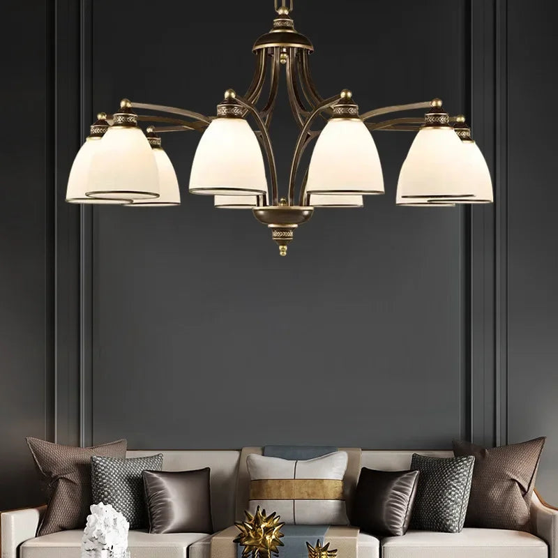 Lustre européen et américain atmosphère Simple lampe de salon moderne chambre salle à manger lampe ménage rétro lampe - vue 6 sur 10