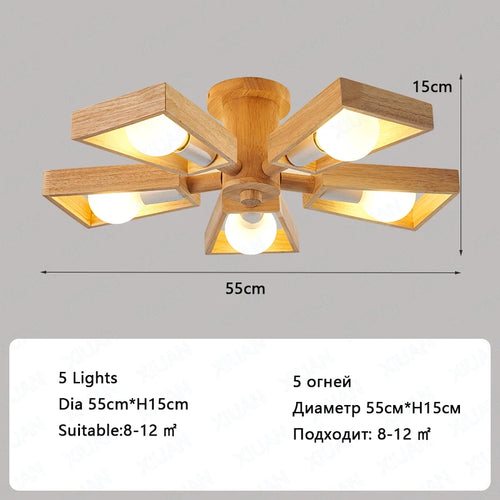 lustre suspendu en bois d'éclairage d'arbre nordique pour décoration - vue 10 sur 10