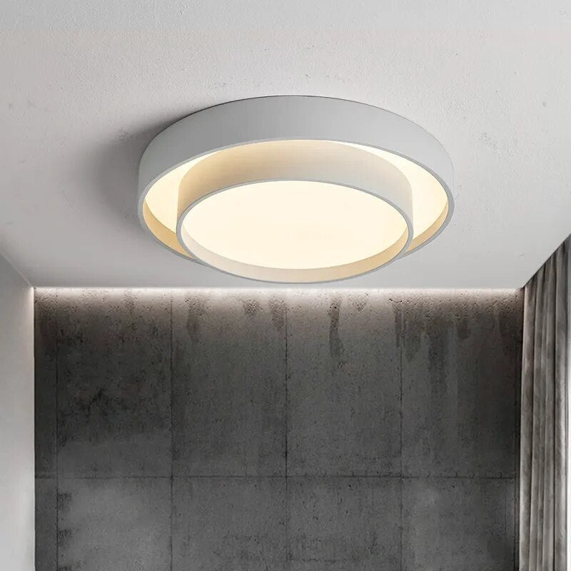 Plafonnier moderne led minimaliste blanc double rond - vue 2 sur 18