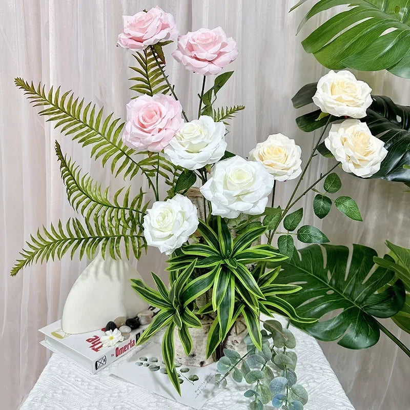 décoration florale en soie avec roses et branches pour fêtes - vue 4 sur 14