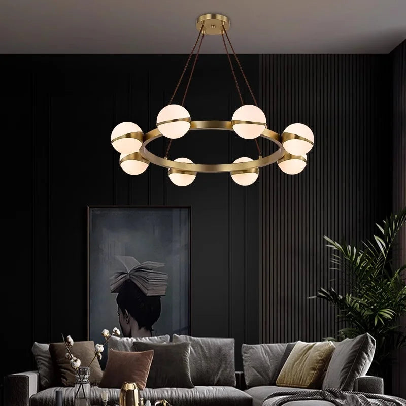 Lustre design rond avec boules LED - vue 5 sur 13