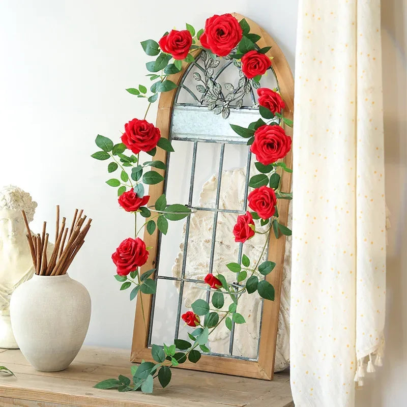 vignes de roses artificielles en soie pour décoration intérieure - vue 10 sur 12
