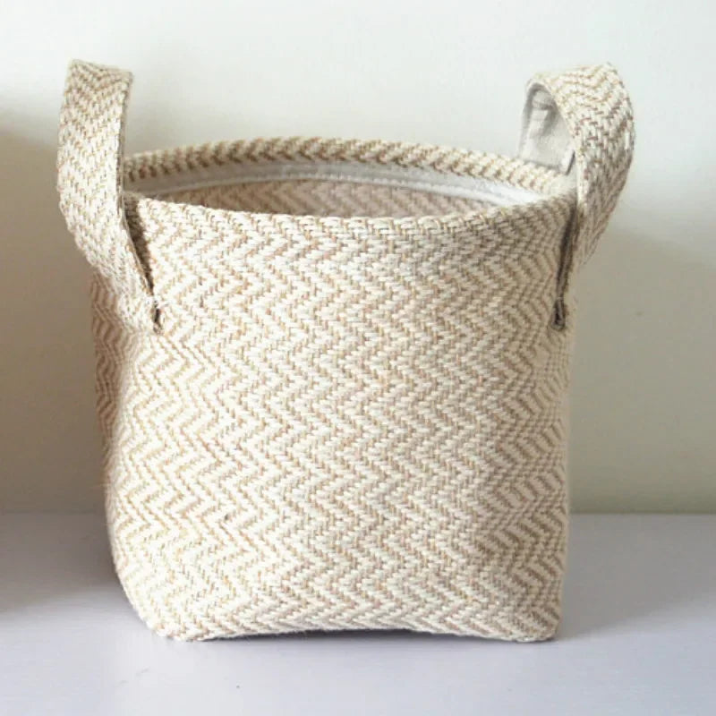 panier de rangement en toile de jute tissée multifonctionnel - vue 6 sur 8
