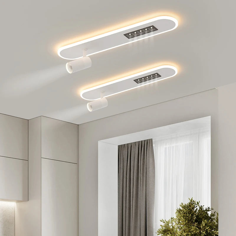 Plafonnier led nordique long pour intérieur avec projecteurs - vue 7 sur 10