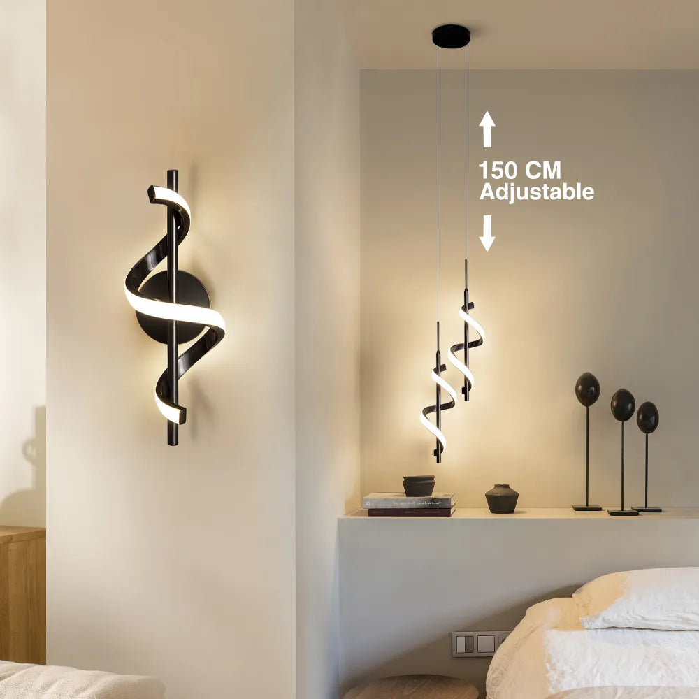 Suspension LED créatif moderne à spirale - vue 3 sur 12