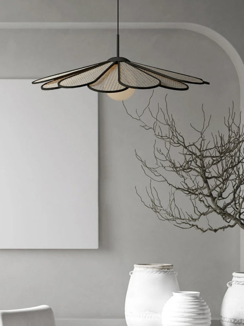 lustre créatif en rotin style japonais pour intérieur moderne - vue 3 sur 8