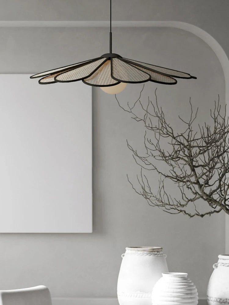 lustre créatif en rotin style japonais pour intérieur moderne - vue 3 sur 8