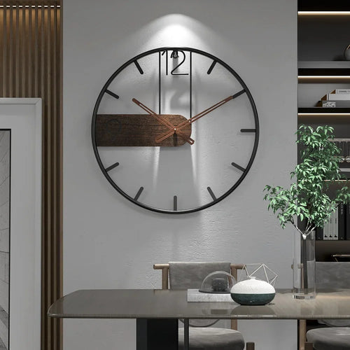 horloge murale nordique ronde en métal pour décoration moderne - vue 5 sur 5