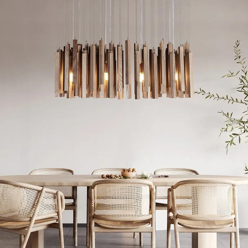 Lustre de Restaurant chinois en bois massif - vue 5 sur 16