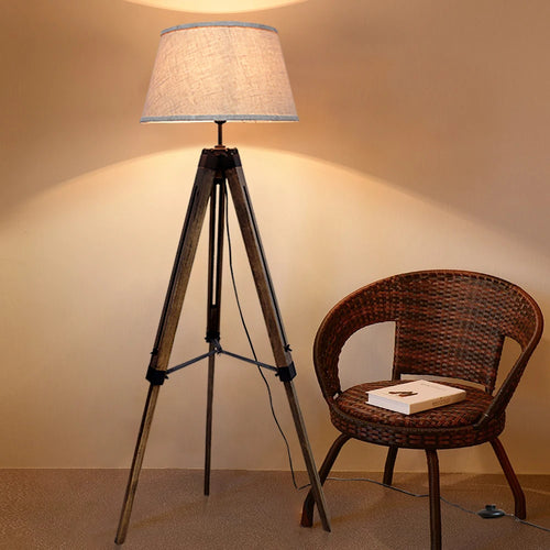Lampadaire trépied bois milieu siècle moderne