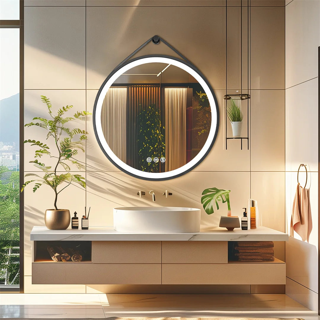 miroir rond avec capteur tactile et lumières led - vue 6 sur 9