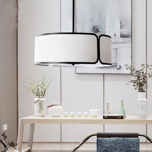 Style chinois Zen circulaire tissu lustre moderne rétro Simple salon étude Restaurant boutique décoration suspension