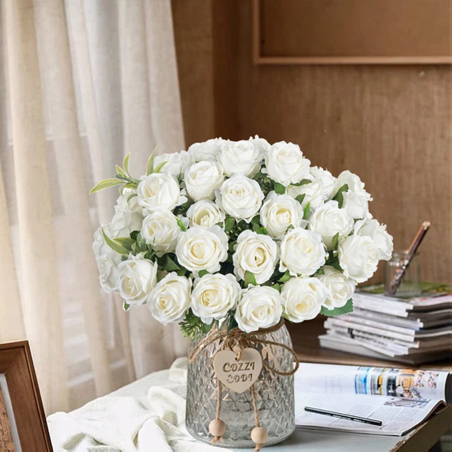 bouquet de roses artificielles en soie pour décorations et événements festifs - vue 2 sur 12