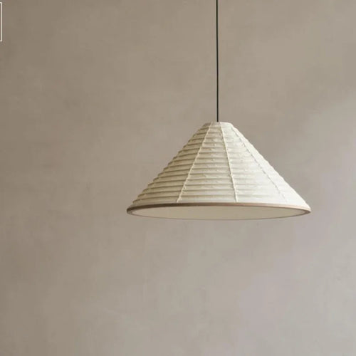 suspension japonaise wabi-sabi lampe en papier de riz design pliable - vue 4 sur 8