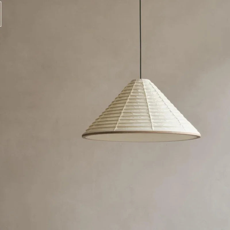 suspension japonaise wabi-sabi lampe en papier de riz design pliable - vue 3 sur 8