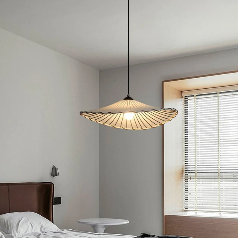 lustre en tissu nordique design chapeau de paille décoratif - vue 4 sur 14