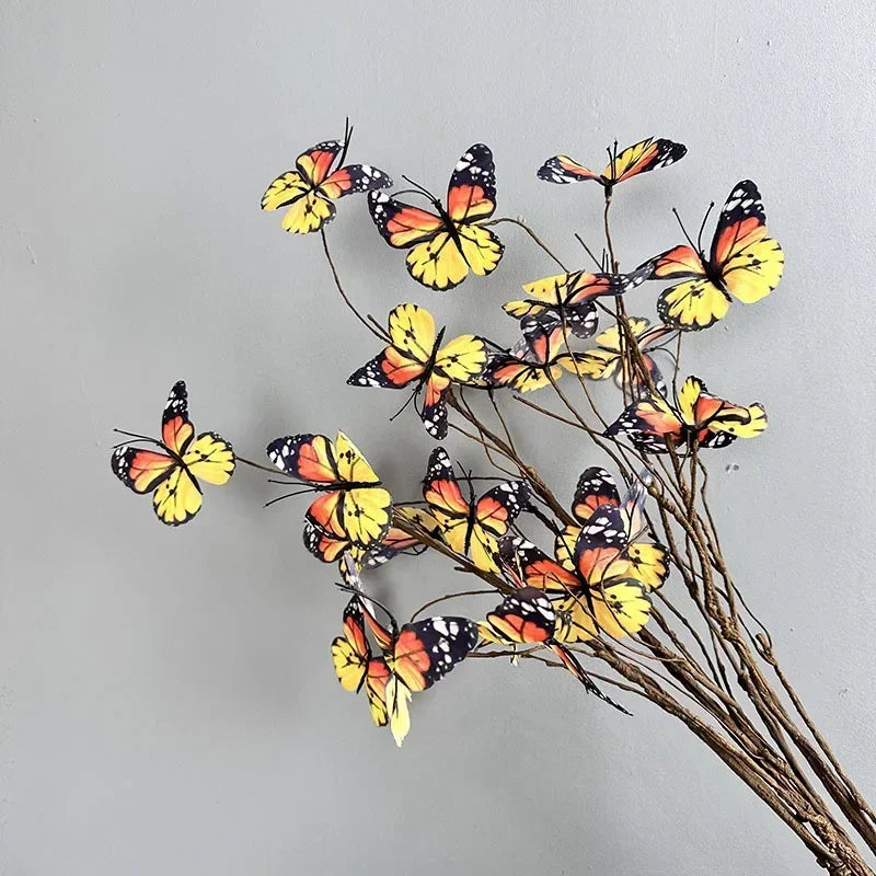 branche de papillon artificielle avec fausses fleurs décoratives pour jardin - vue 3 sur 13