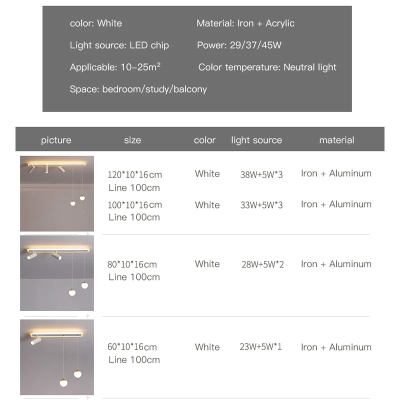 Plafonnier led acrylique projecteur spots - vue 6 sur 10