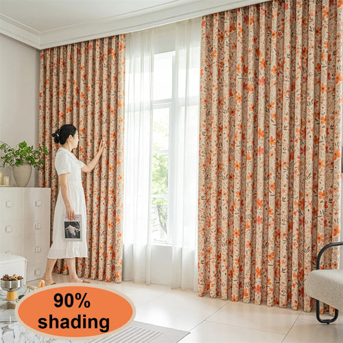 Rideau occultant motif floral moderne pour salon chambre