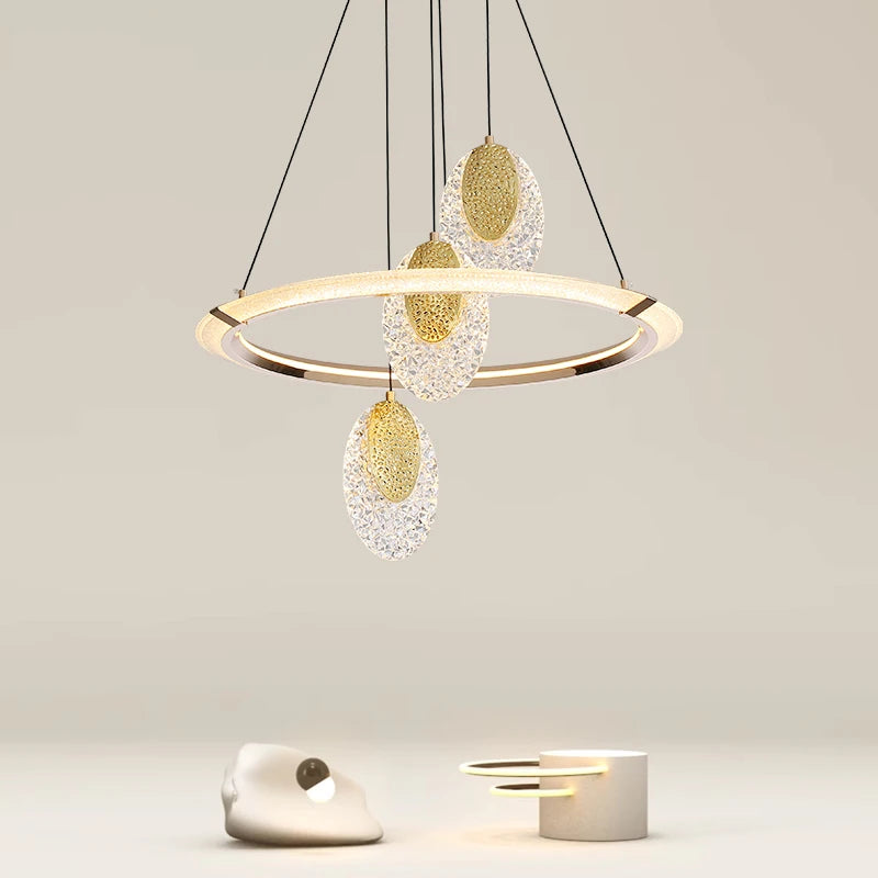 lustre en cristal lumineux moderne pour décoration intérieure élégante
