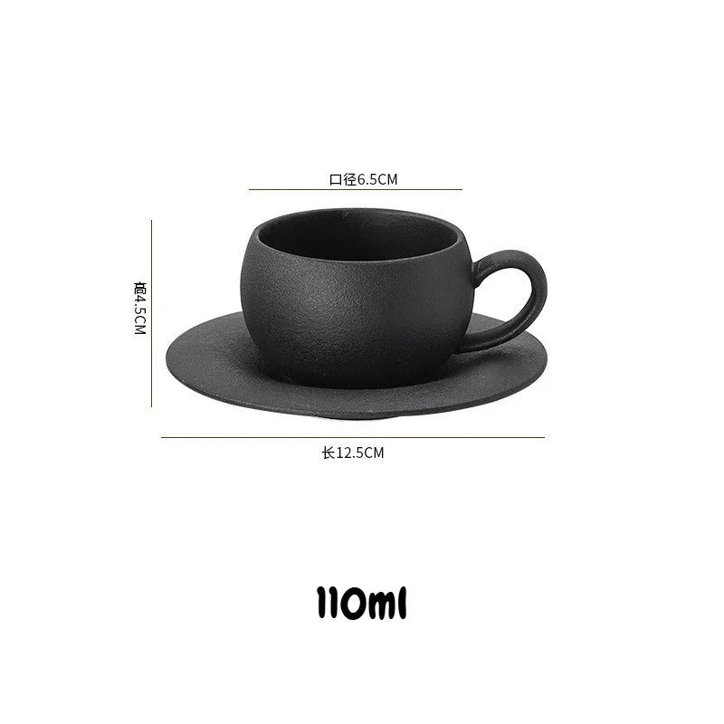 Mug céramique style pierre volcanique avec soucoupe