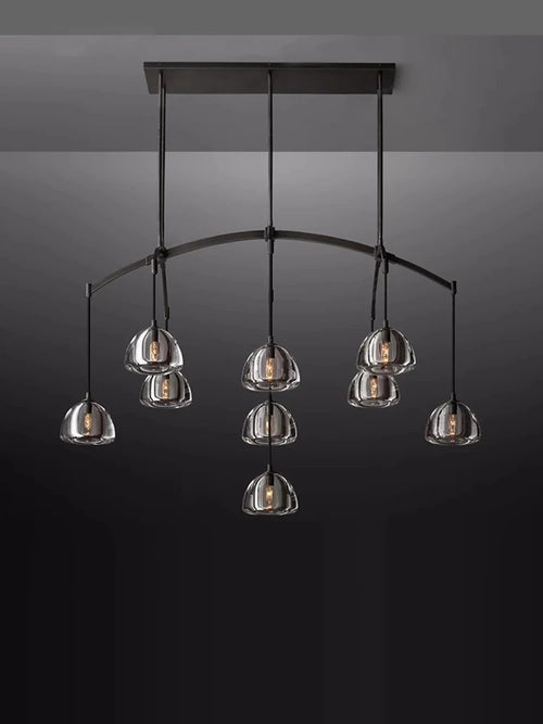lustre vintage en cristal et cuivre pour éclairage élégant - vue 6 sur 13