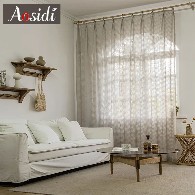 Voilage tulle moderne rayé pour salon chambre fenetre - vue 4 sur 9