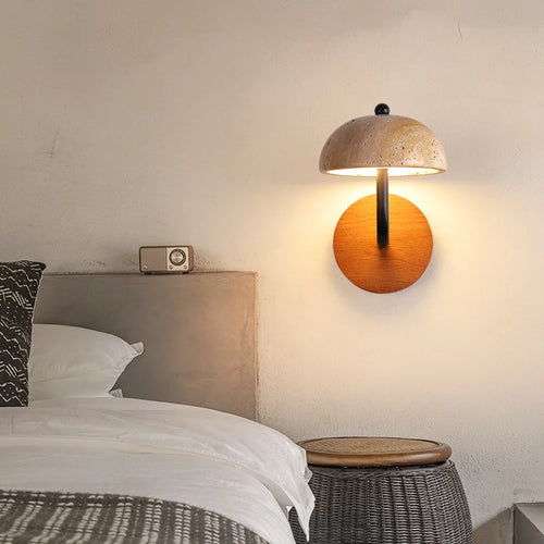 applique murale led vintage en forme de champignon en pierre naturelle - vue 6 sur 6