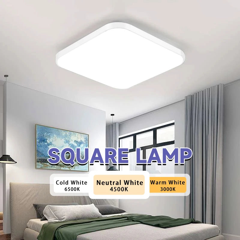 plafonnier led carré pour décoration et éclairage intérieur - vue 2 sur 11