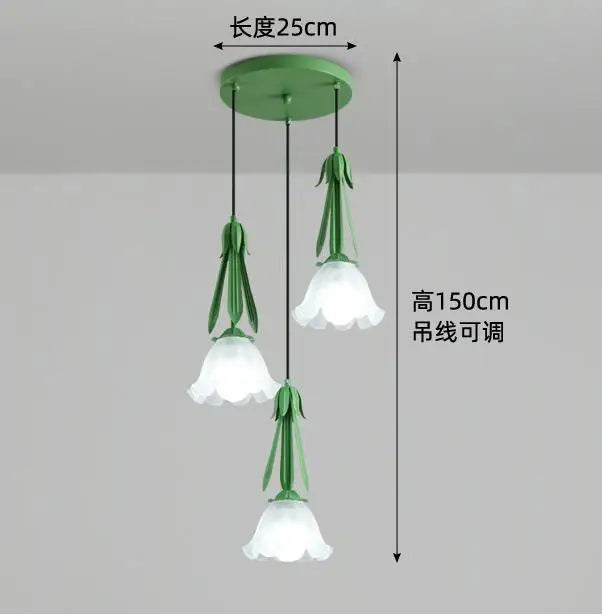 lustre suspendu à led en verre blanc laiteux à 3 têtes - vue 8 sur 12