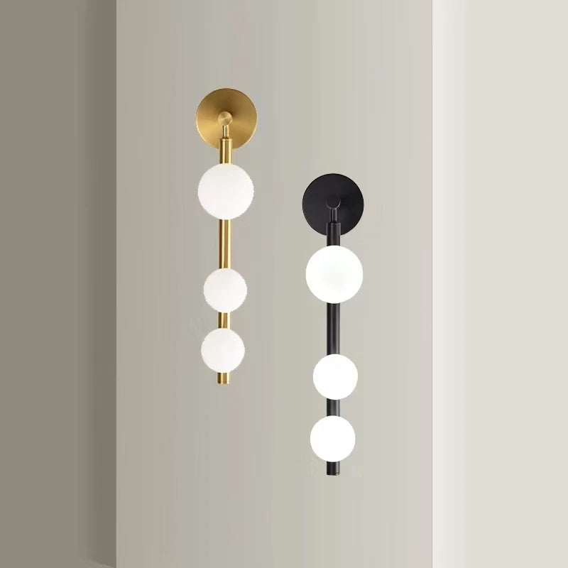 Appliques murales boule de verre blanc pour salon café chambre or noir perle applique murale salle de bain LED miroir lumière - vue 2 sur 8